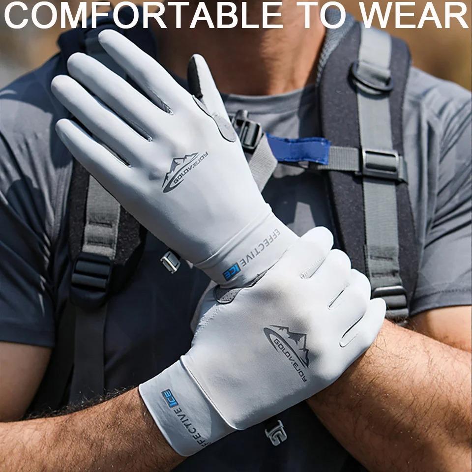 OLIKEI Ice Silk Защита от солнца рыболовные перчатки для мужчин летние анти-УФ-лучи для спорта на открытом воздухе велосипедные перчатки противоскользящие дышащие сенсорный экран