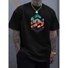 Creative Print Men's Casual T-Shirt, Summer Fashion Crew Neck Short Sleeve Top, Modern Streetwear Style For Men