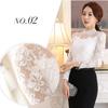 Рубашка с кружевным низом, женская рубашка в иностранном стиле на весну и лето, женские шифоновые топы больших размеров, облегающие рубашки с воротником-стойкой и полостями