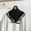 Herringbone Cashmere Blend Square Scarf Women Lightweight Vintage Print Neck Wrap 65x65cm Elegant Accessory