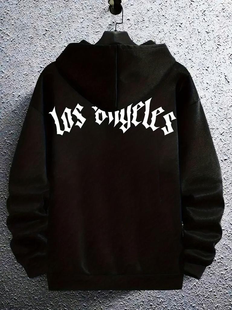 Trendy autumn men's Gothic letter print comfortable, soft, breathable hooded sweatshirt outdoor street high street clothing