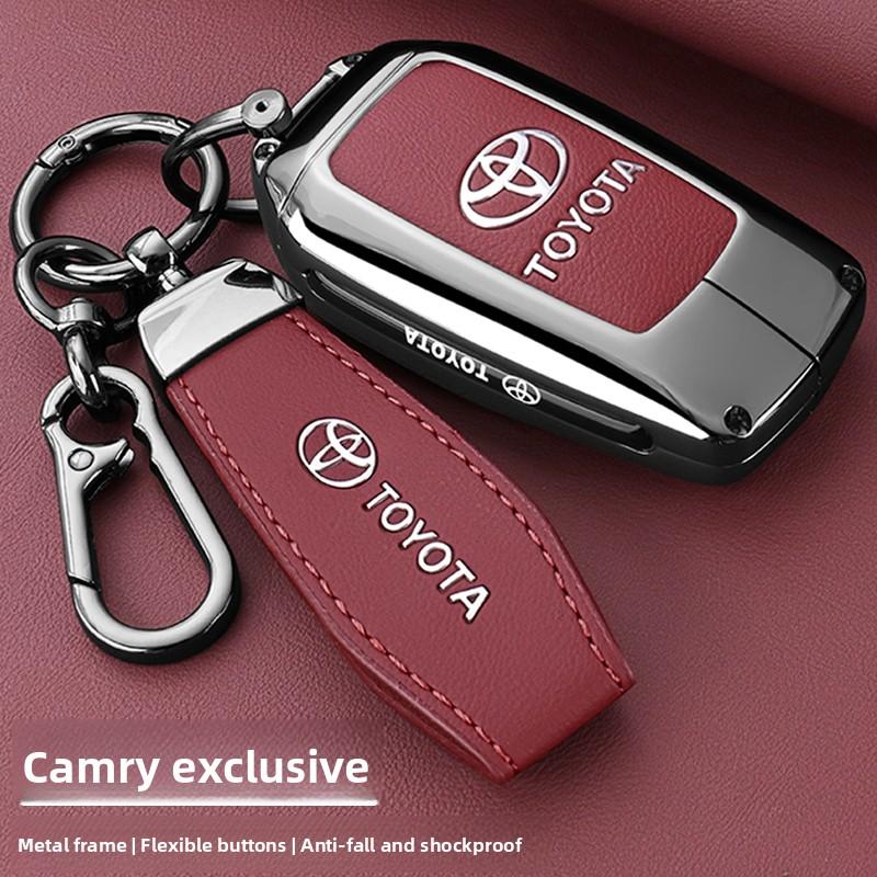 Кожаный чехол для автомобильного ключа из цинкового сплава для Toyota Corolla Hybrid 2021 Rav4 Land Cruiser Prado Camry Highlander Prius C-HR 2018+
