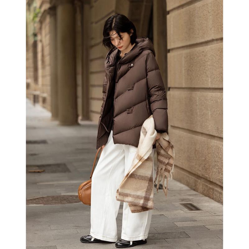 Demana Women's 15D Puff Cloud Hooded Loose Mid-Length Puffer Down Jacket