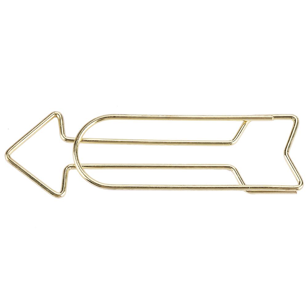 12pcs Gold Electroplating Metal Arrow Shaped Paper Clip Funny Stationery Bookmark Marking Clip