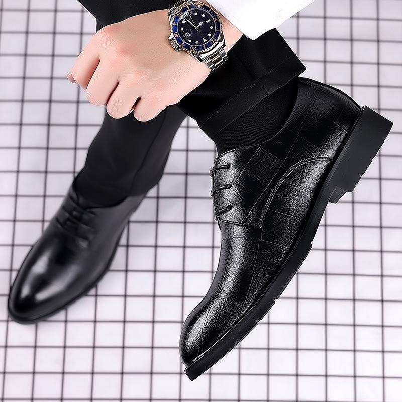 Кожаная обувь, мужская деловая официальная одежда, повседневная рабочая модная обувь, британская корейская версия, мягкая подошва, свадебные кожаные туфли для жениха