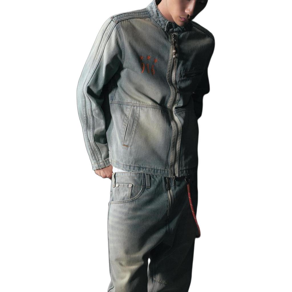 Коллаборация Levis X Good Bai FW24 Повседневная джинсовая куртка на молнии с принтом букв Мужские куртки Светло-голубой 003GD-0000