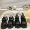 Лоферы черные две носки маленькие кожаные туфли женские осень 2025 новые универсальные ретро британский стиль увеличивают инс тренд