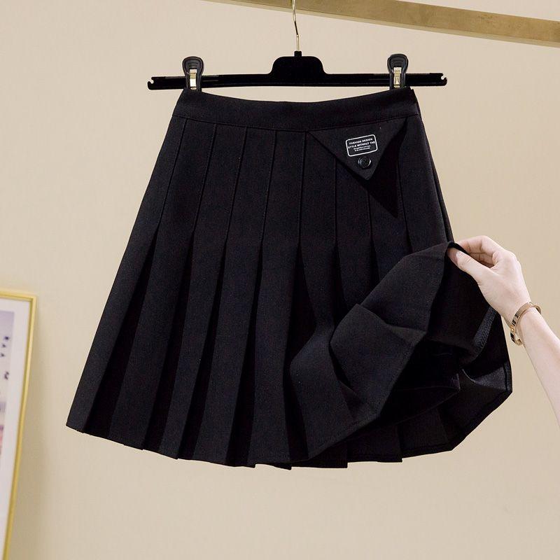 Autumn and Winter New High Waist Thin Pleated Skirt College Style a Word Half