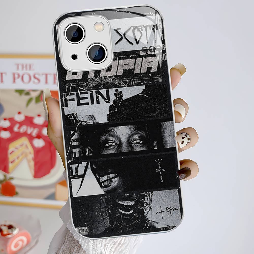 Чехол из закаленного стекла с изображением Трэвиса Скотта для iPhone 14 13 12 Mini 11 Pro XS Max X XR 14 Plus