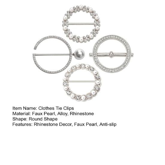 4 шт., угловые завязанные пуговицы в форме круга, искусственный жемчуг, стразы, украшение для шарфа, кольцо
