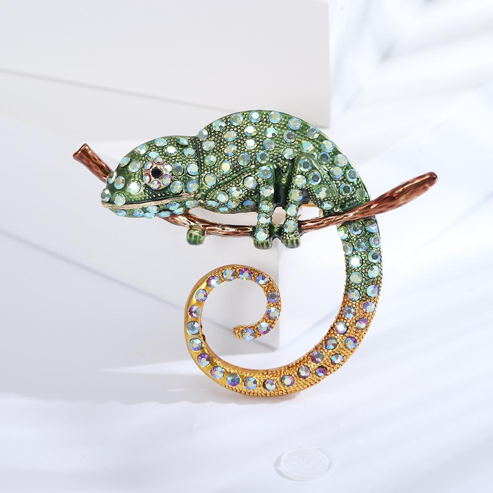 Преувеличенная креативная брошь-хамелеон со стразами, высококачественная универсальная брошь в виде животного, булавка для костюма, защищающая от света