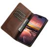 SUTENI For iPhone 16 Case PU Leather Wallet Stand Magnetic Closing Phone Cover - Brown