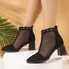 Fashion 2025 New Summer Heightened Foreign-style Mesh Cool Boots Look Thin Hollow Pointed Toe Women's Shoes