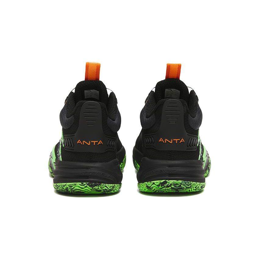 Anta Kids Reverse Scale 2.0 Non-Slip Shock Absorbing Wear-Resistant Mid-Top Basketball Shoes Kids Basketball Shoes Black Green 312311121-8