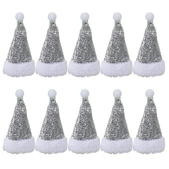 10 шт., мини-шляпа Санта-Клауса, 10 шт., праздничные рождественские украшения для стола, чехлы для вилок, товары для дома