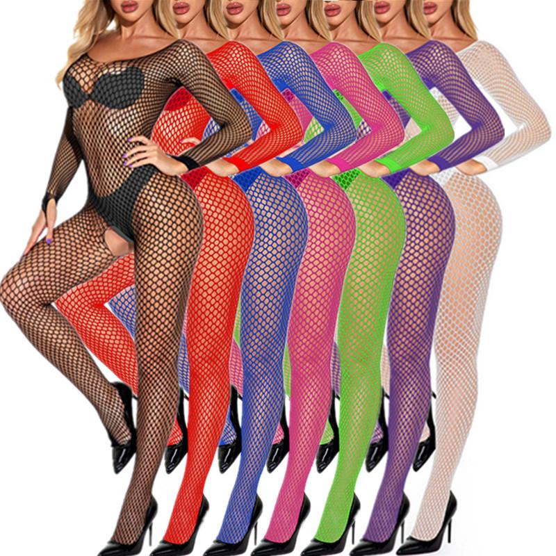 Ladies Bodystockings Women's Underwear Sexy Open Crotch Catsuit Bodysuit Mesh Fishnet Tights Erotic Lingerie Sleepwear Jumpsuit