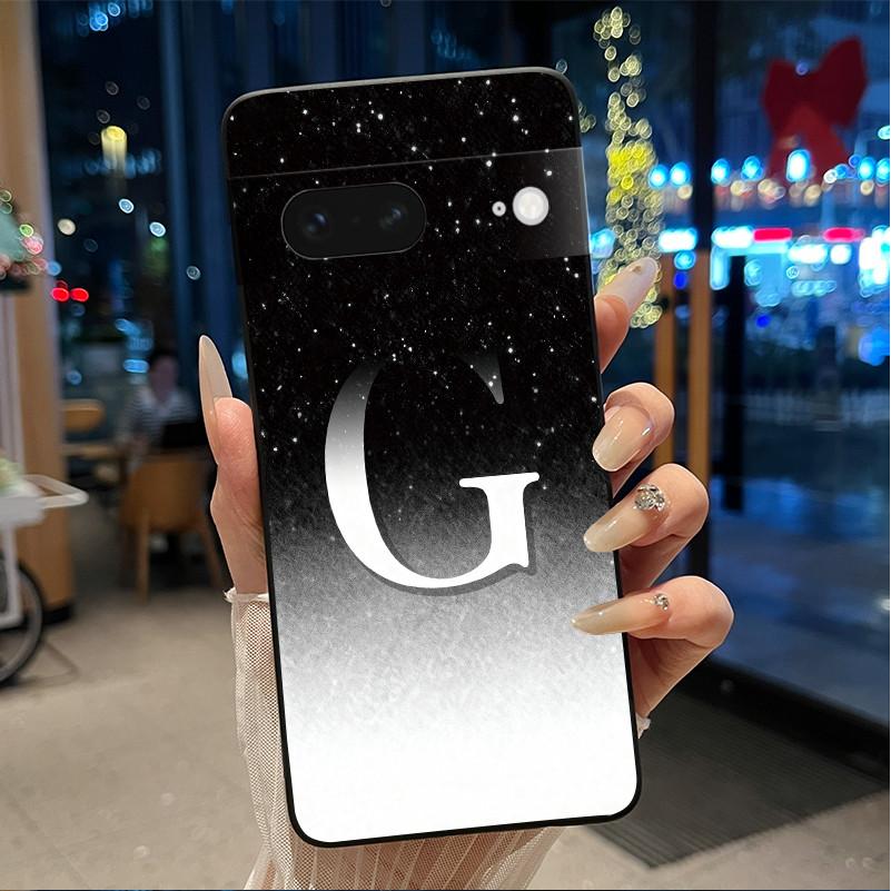 Чехол для телефона с цветочной буквой для Google Pixel 7 Мягкий силиконовый черный чехол для Google Pixel 7a Противоударный корпус