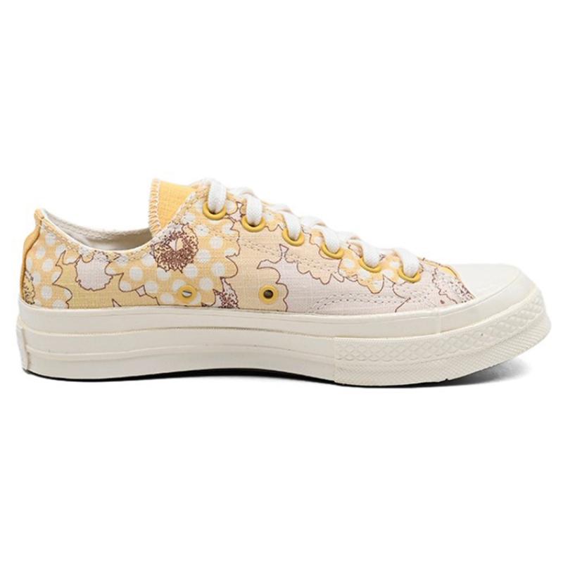 Converse Chuck 70 Chuck Taylor All Star 1970-е годы Цветочный принт Классические Универсальные Повседневные Низкие Эспадрильи Женские Желтый Белый