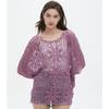 2025 Summer Women Bat Hollow Out T-Shirt Basic Lace New Fashion Tops Lace Tees Casual Loose Tees