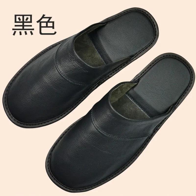Тапочки из натуральной коровьей кожи для дома, домашние тапочки, весна-осень-лето, для мужчин и женщин, для пожилых людей, нескользящие, повседневные, одинарные, тапочки