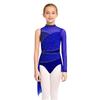 Kids Figure Skating Dress Girls Lyrical Dance Costume Sparkling Rhinestones Leotard with Mesh Skirt for Competition
