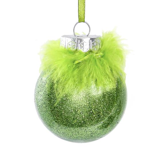 12Pcs/Box Christmas Ball Ornaments with Fuzzy Hair Shatterproof Xmas Tree Decoration Holiday Hanging Pendants