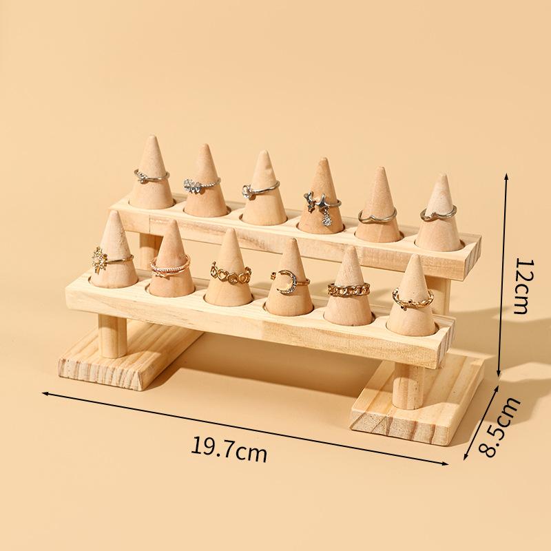 Деревянный конусный держатель для колец, подставка для ювелирных изделий, подставка для хранения колец, поднос для витрин, деревянная основа, декор магазина