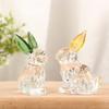 Rabbit Glass Animal Bunny Statue  Figurines Garden Miniature Ornament