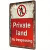 Vintage Metal Sign No Trespassing Private Land Warning Retro Tin Wall Decor 8x12 Inches