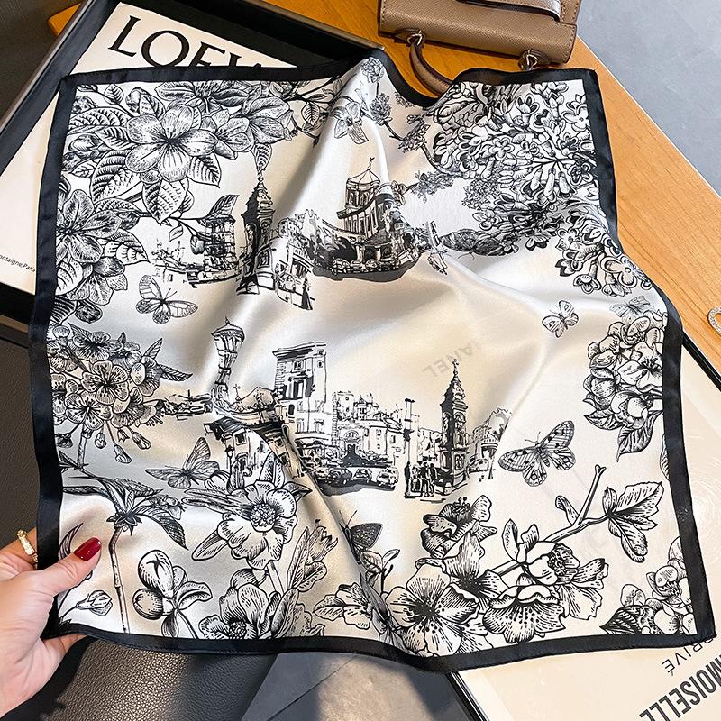 Hangzhou Silk Butterfly Silk Small Square Scarf for Women In Spring and Summer Mulberry Silk Fashion Scarf Temperament Neck Protection