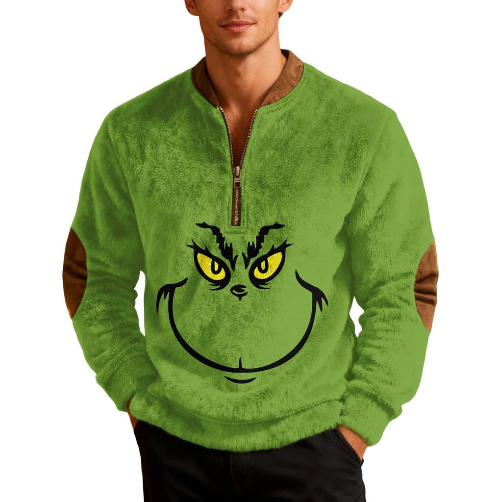 Мужские рождественские толстовки на молнии, рождественские пуловеры с воротником-стойкой