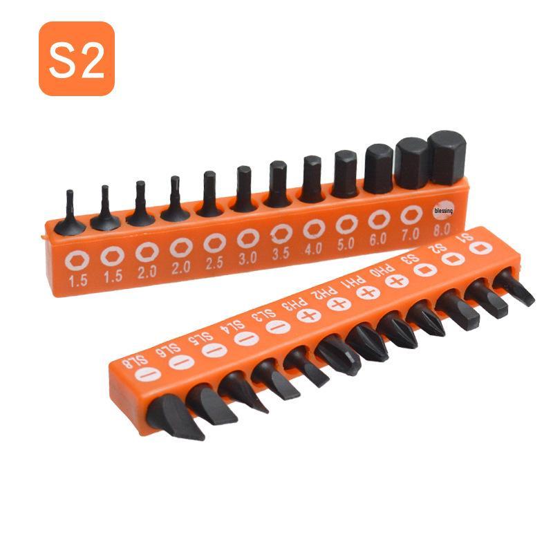 Набор бит для отвертки из легированной стали S2, 12 шт. - 25 мм, Torx, Шлицевые, Крестовые (Phillips), Квадратные, Шестигранные