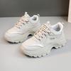 2024 Spring White Platform Women's Sneakers Thick-soled Height-added Sports Shoes Lace-Up Thick Bottom Vulcanize Shoes Ladies