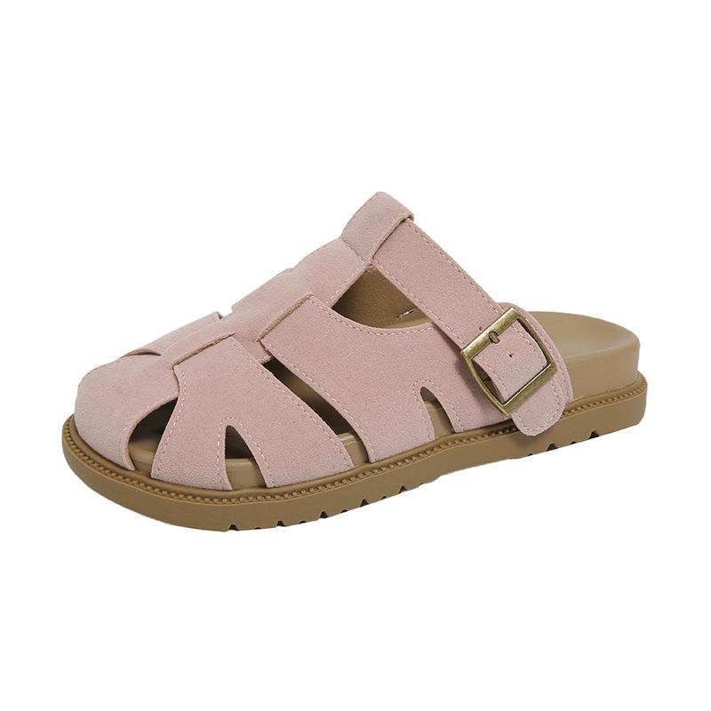 Тапочки Baotou Mueller, женские, верхняя одежда, ретро, толстые, полые, сандалии Piggyback, тапочки, женские, ленивые, стремена для одной ноги, модная женская обувь