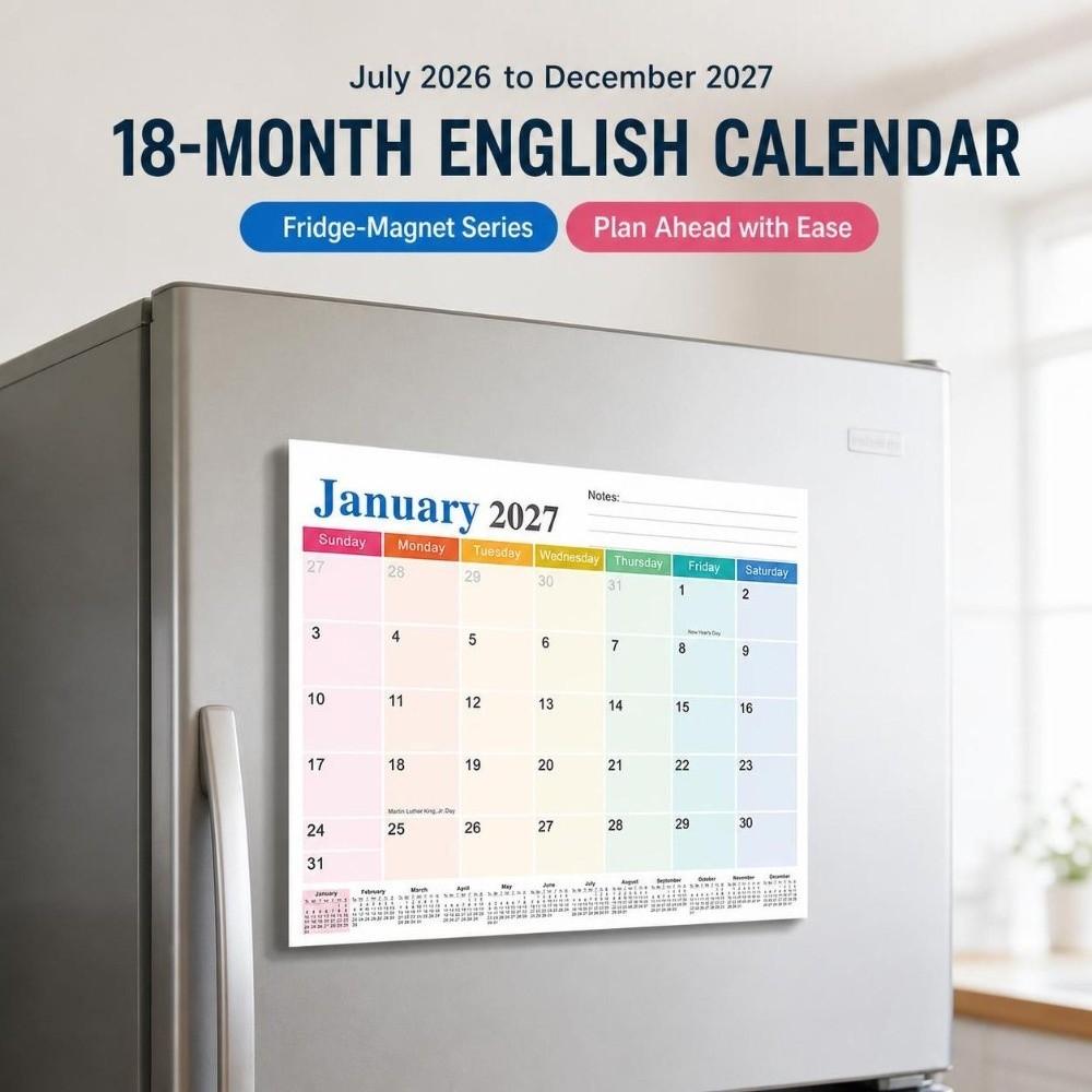 Eco-Friendly Paper Magnetic Fridge Calendar Monthly Planner Creative 2027 Calendar School