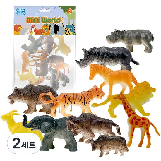 Happy Play Mini World Animal Figure 12-piece Set Ver. 1, 2 Sets, Popular Toys In Korea