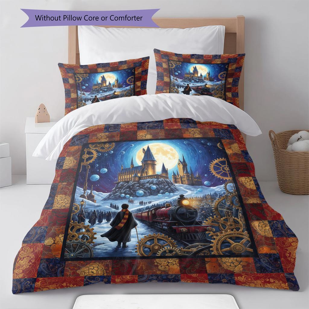 Мультяшный Узор Комплект Постельного Белья Одеяло Пододеяльник Наволочка Домашний Декор Подарок на День Рождения (1 пододеяльник + 2 наволочки, без наполнителя)