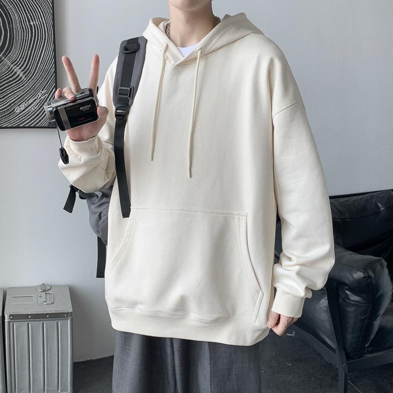 Весна Осень Повседневная толстовка с капюшоном Удобная толстовка с капюшоном Мужская свободная толстовка с однотонным пуловером Молодежная спортивная толстовка