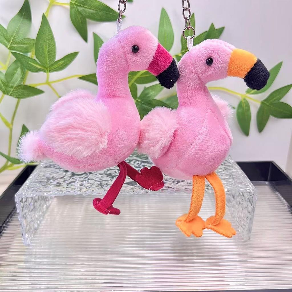 Lively Flamingo Plush Toy Hanging Keychain In Red Yellow And Orange Shades