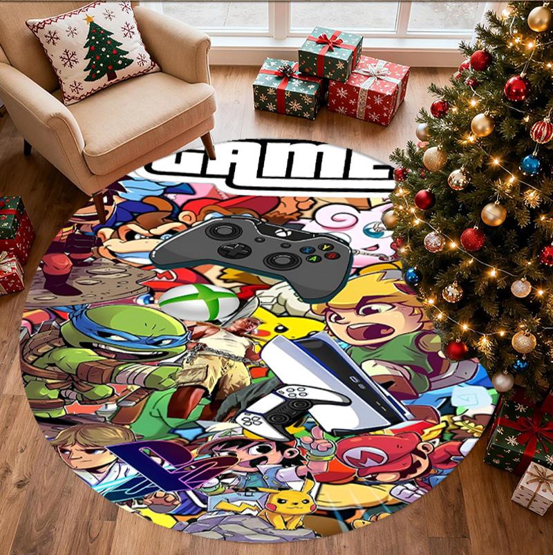 Apex Legends Pattern Round Rug, Indoor/Outdoor Mat, for Picnic, Gameroom, Bedroom, Office, Living Room, Home Decor Carpet, Birthday Gift