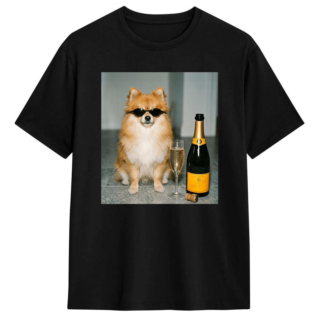 Unisexs Tshirt Funny Pomeranian Drinking Beer Puppy Dog Meme T Shirts Trending Summer Tees Vintage 100 Cotton Clothing Gift Idea