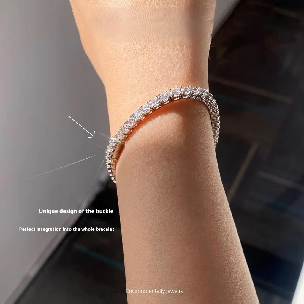 Hip Hop 3mm Moissanite Tennis Bracelet 925 Sterling Silver Bangle Jewelry Unisex Gift With GRA Certificate