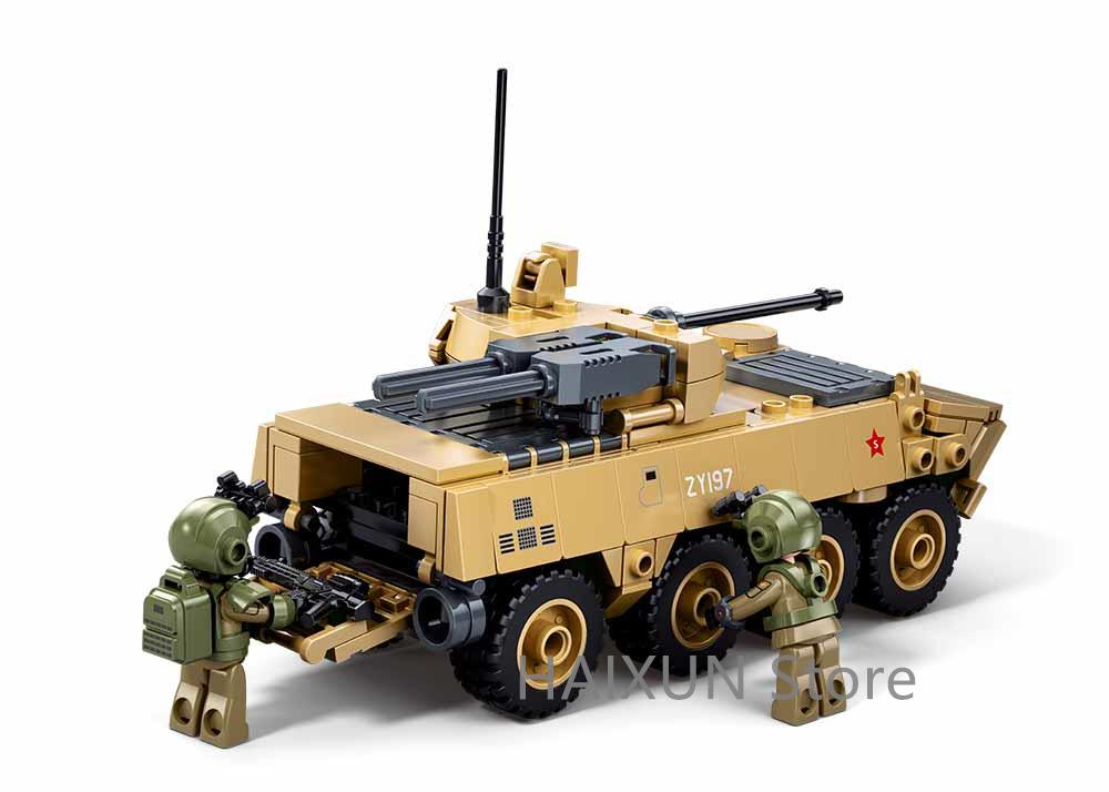 Zbl-19S Колесная боевая машина пехоты Набор строительных блоков 1:Игровой набор 'Военная бронетехника' Масштаб 1:44 С Конструктором и 2 Минифигурками