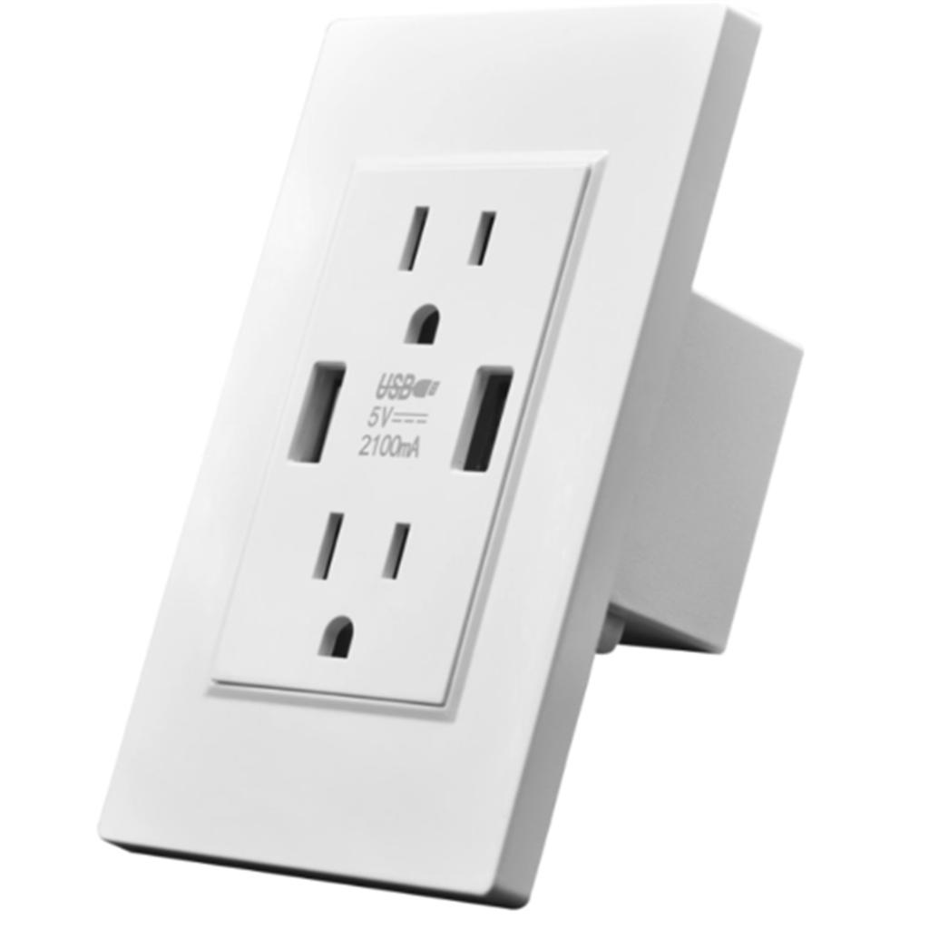 15a Dual Usb Wall Outlet Port Power Socket Charger High Speed Charging Technology Ac Receptacle Plate
