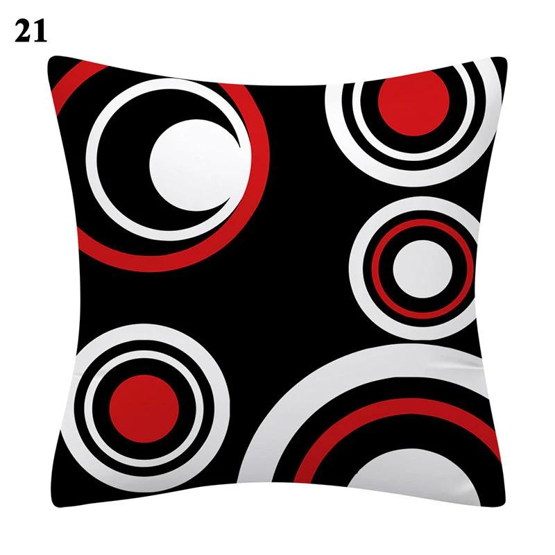 Housses De Coussin De Canapé À Motif Géométrique, Taie D'oreiller De Voiture, Décoration D'intérieur, Salon, Noir, Rouge