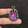 Natural Kingman Pink Dahlia Turquoise Pendant Copper Wire Wrapped Pendant Handmade Pendant Copper Jewelry Wedding Gift Real Gemstone Jewelry