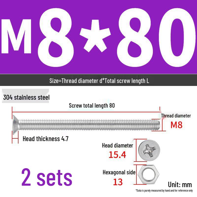 Набор Extra Long Phillips Flat Head Винтов и Гаек из Нержавеющей Стали 304 (2М, 3М, 4М)