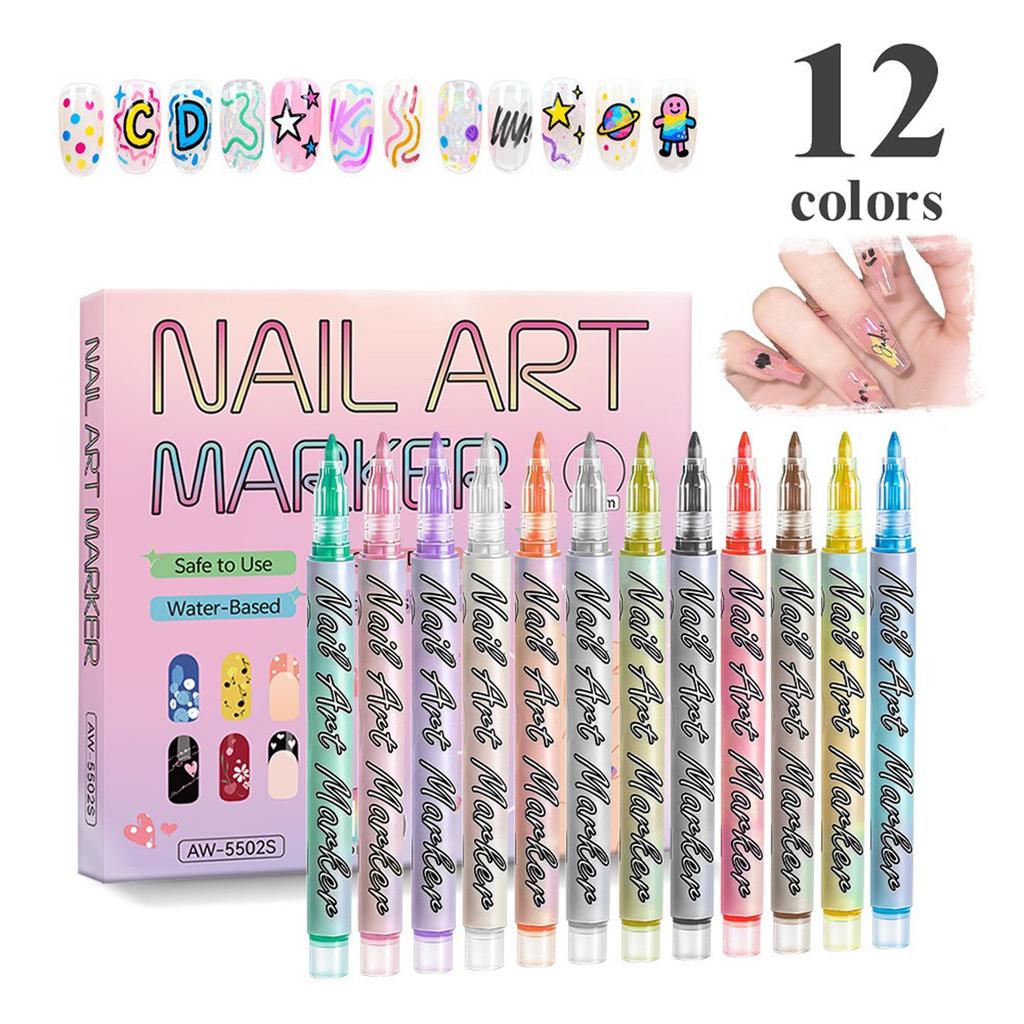 Nail Pen, Painting And Outlining Pen, 0.7mm Nail DIY Quick-drying Pen, Colorful Painting And Outlining Nail Pen,30ML