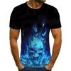 Spring Summer Casual Men's Clothing Cool Skull Image 3D Digital Printing Short Sleeved Men's T-shirt