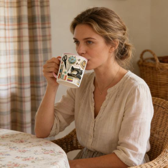 Персонализированная кружка для шитья, Кофейная кружка с вышивкой и дизайном швейной машинки, Для женщин, швей, квилтеров, рукодельниц, Креативный подарок для мамы, бабушки, на праздник